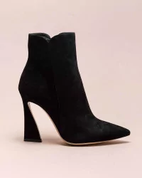 Suede boots with sculpted heel 100