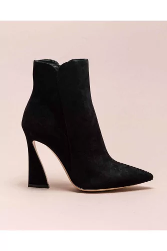Suede boots with sculpted heel 100