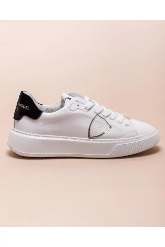 Temple - Leather and velvet sneakers with round toe
