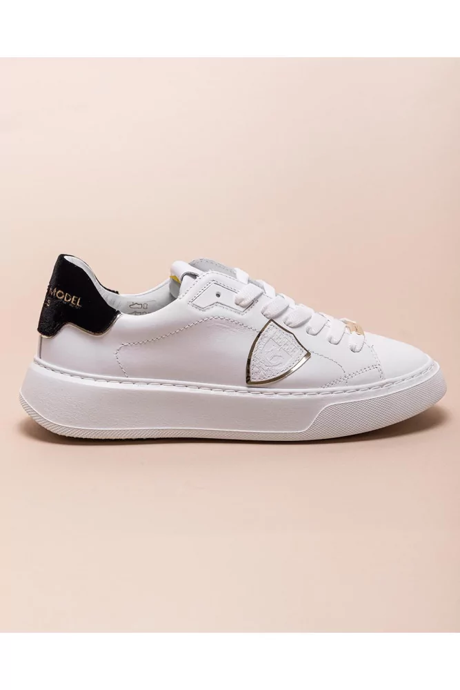 Temple - Leather and velvet sneakers with round toe