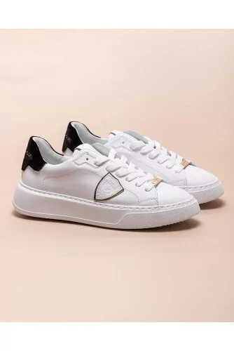 Temple - Leather and velvet sneakers with round toe