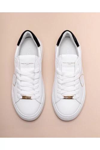 Temple - Leather and velvet sneakers with round toe