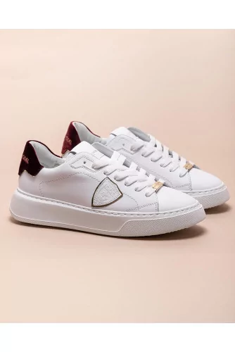 Temple - Leather and velvet sneakers with round toe