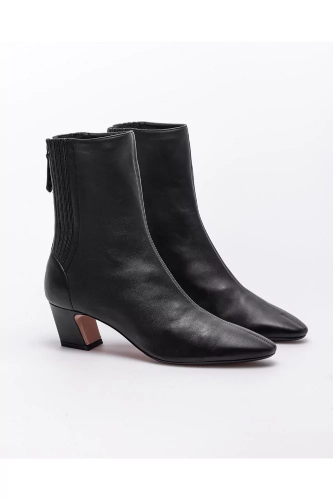Tres Saint honore Bootie of Aquazzura Black nappa leather low boots with zipper for women