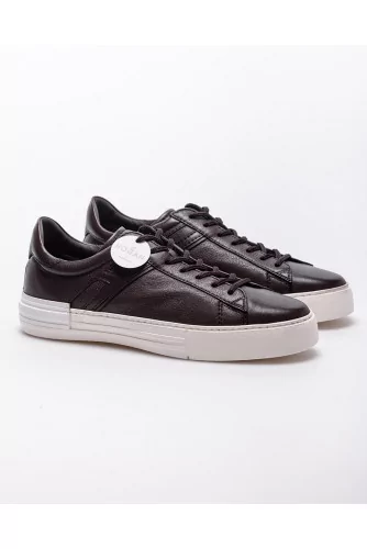 Rebel - Aged leather sneakers with iconic H