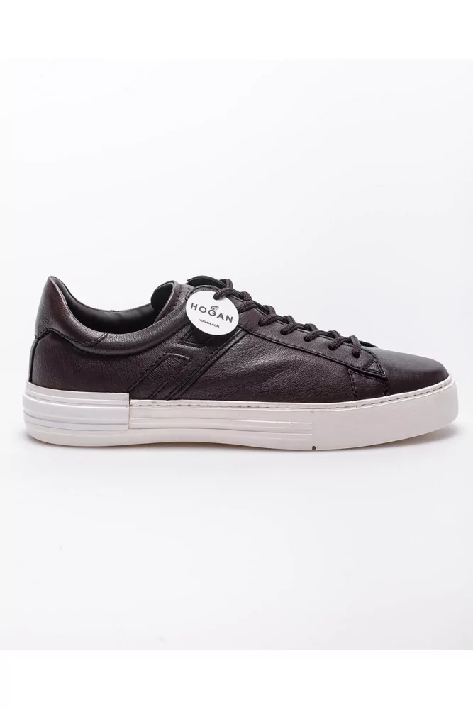 Rebel - Aged leather sneakers with iconic H