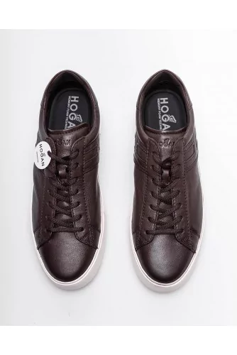 Rebel - Aged leather sneakers with iconic H