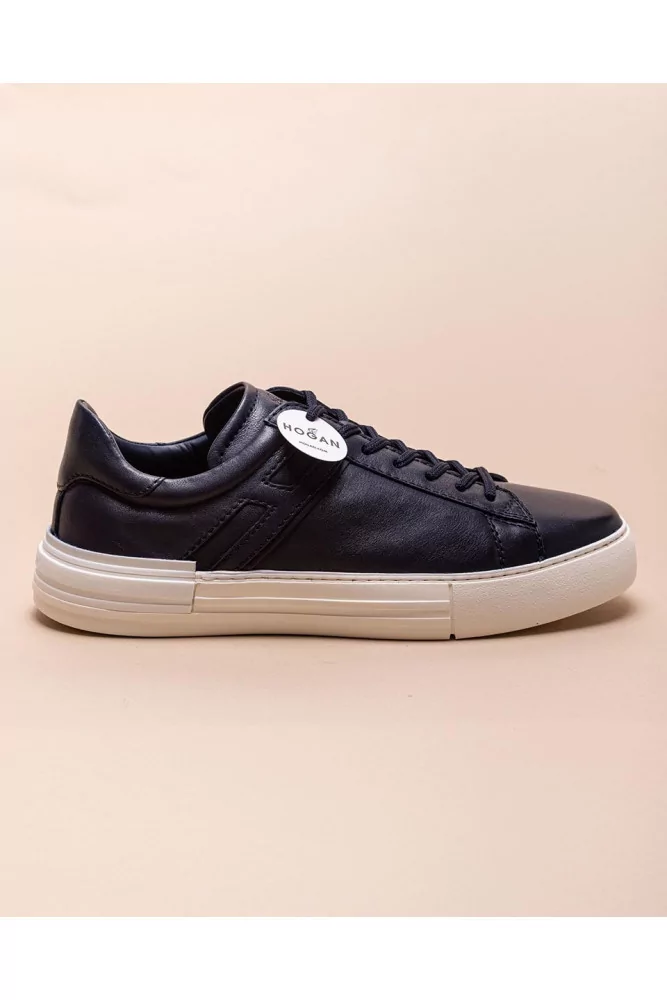 Rebel - Aged leather sneakers with iconic H