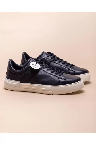 Rebel - Aged leather sneakers with iconic H
