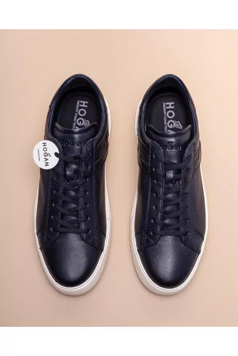 Rebel - Aged leather sneakers with iconic H