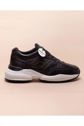 Interaction of Hogan - Black sneakers with iconic H and sole for