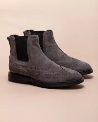 Nouvelle Route - Suede boots with flowered toe