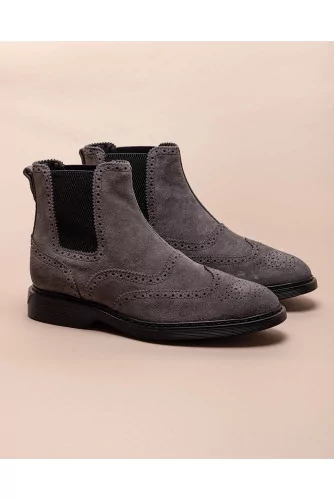 Nouvelle Route - Suede boots with flowered toe