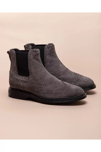 Nouvelle Route - Boots en suede avec bout fleuri