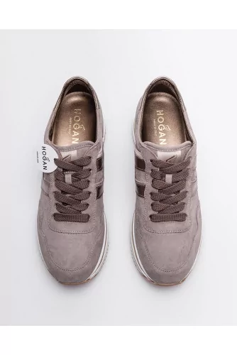 Midi - Leather and suede sneakers with metallized H 60
