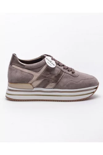 Achat Midi - Leather and suede sneakers with metallized H 60 - Jacques-loup