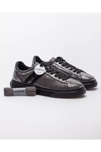 Cassetta - Metallized cracked leather sneakers 30