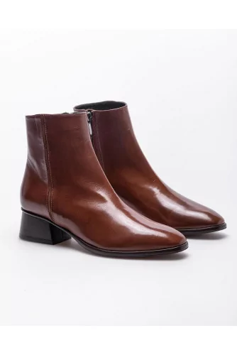 Leather low boots with round toe 45