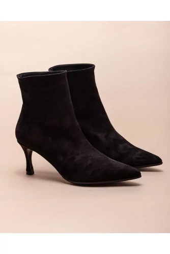 pointed black suede boots
