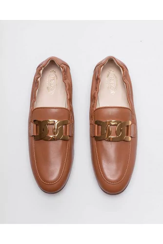 Nappa leather moccasins with metallic bit