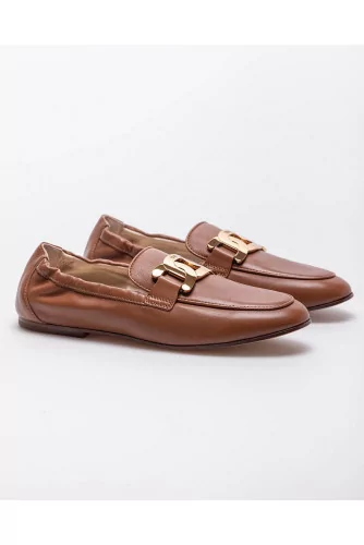 Nappa leather moccasins with metallic bit