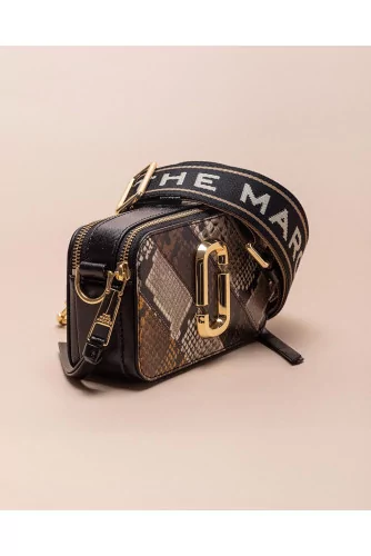Snapshot - Rectangular leather bag with python print