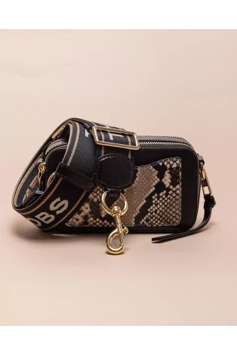 Snapshot - Rectangular leather bag with python print