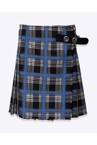 Wool and crepe Scottish kilt with belt