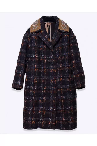 Oversized cotton coat with rhinestones LS