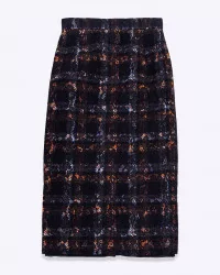 Cotton pencil skirt with long zipper
