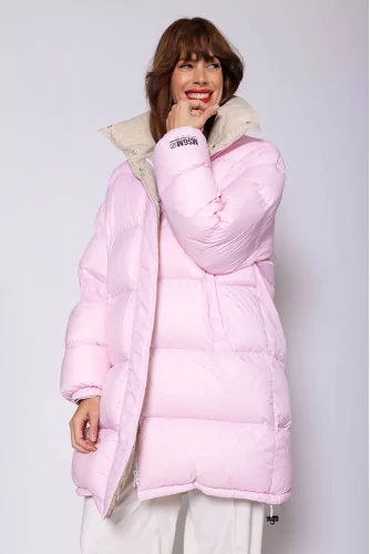 Nylon and duvet padded jacket middle thigh length LS