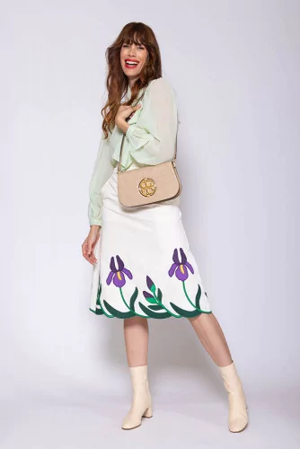 Popelin cotton skirt with embroideries
