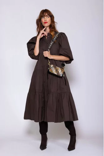 Achat Poplin cotton shirt dress with balloon sleeves - Jacques-loup