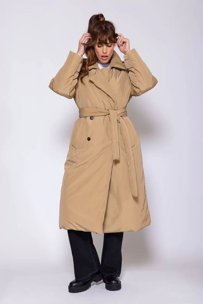 Oversized nylon padded trench coat LS