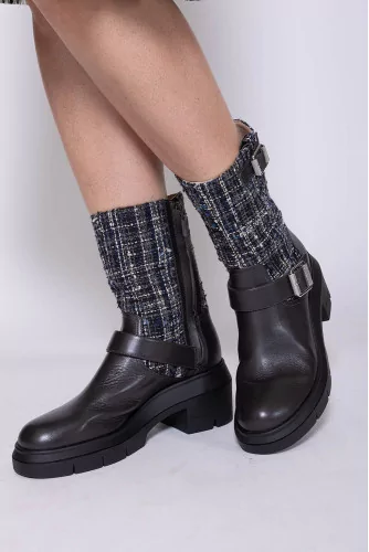 Ryder Rise - Tweed and leather boots with buckles 65