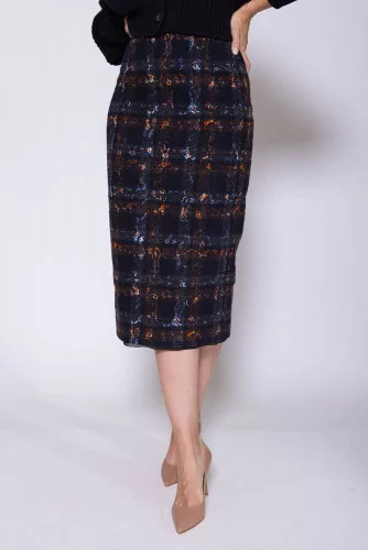 Cotton pencil skirt with long zipper