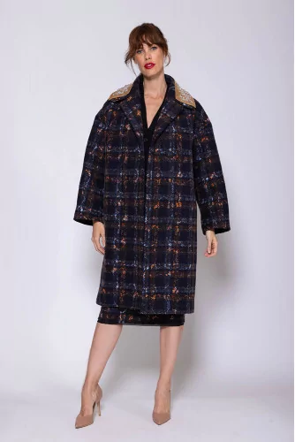 Oversized cotton coat with rhinestones LS