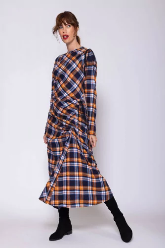 Cotton flannel dress with adjustable strings