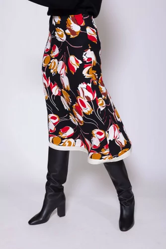 Viscose and crepe skirt with print