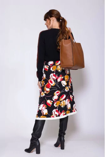 Viscose and crepe skirt with print