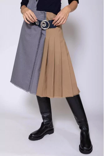 Wool kilt skirt with belt