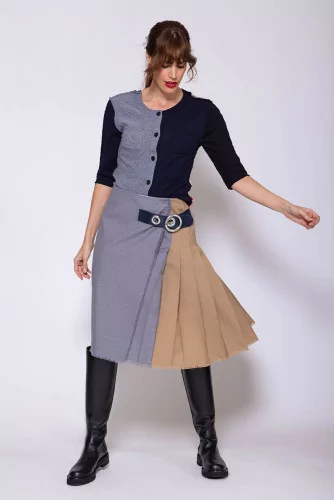 Wool kilt skirt with belt