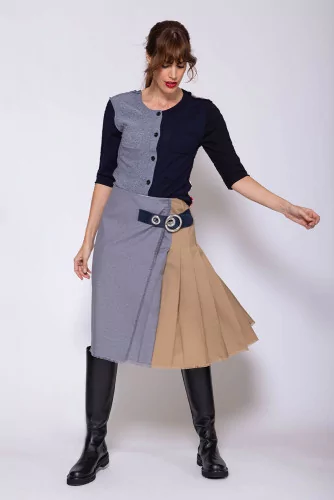 Jupe kilt en laine avec ceinture