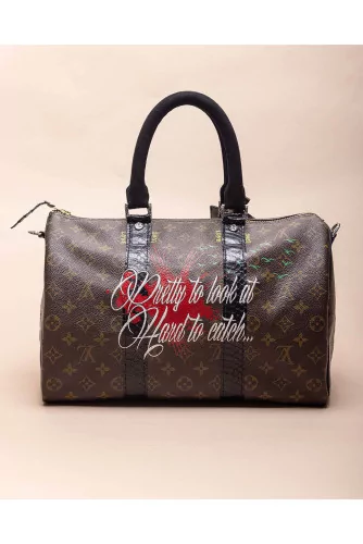 LV Speedy Teddy of Philip Karto - Louis Vuitton customized bag with python  and silver details 35 cm for women