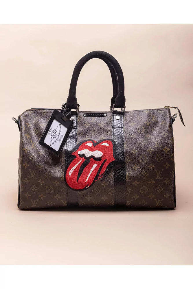 Stones Tongue - Customized bag with silver and python details 40 cm