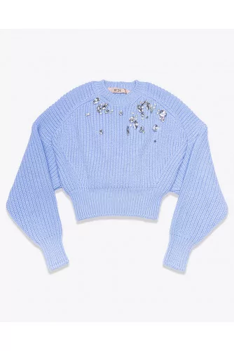 Virgin wool pullover with stones LS