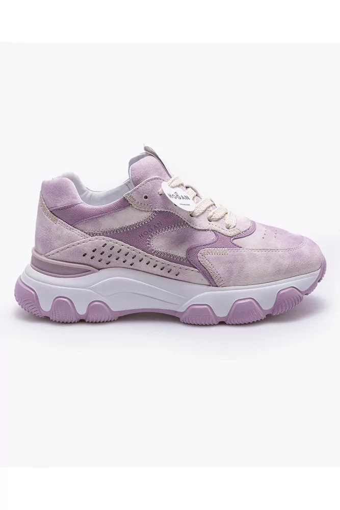 Hogan - Hyperactive - Baskets en croûte de cuir et cuir grainé avec empiècements 36 1/2 mauve