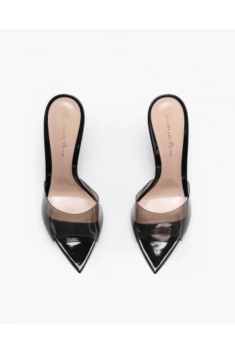 Pointed leather and plexi mules with open toe 105