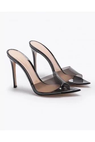Pointed leather and plexi mules with open toe 105