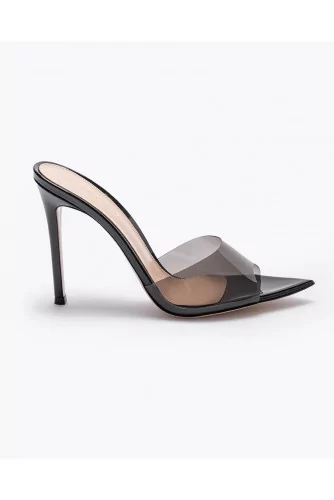 Pointed leather and plexi mules with open toe 105